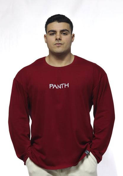 Oversize Uzun Kollu Tişört -  Bordo