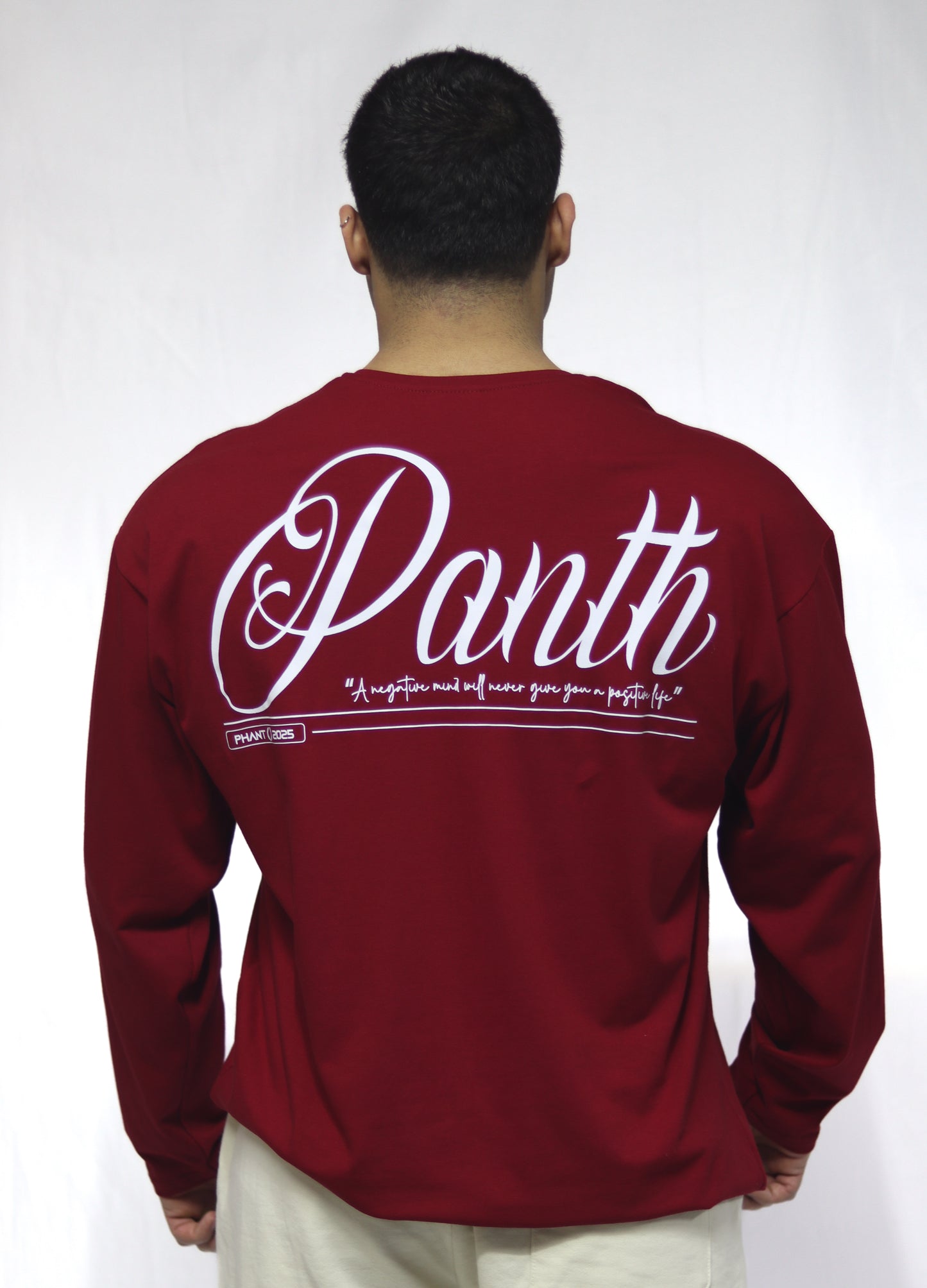 Oversize Uzun Kollu Tişört -  Bordo