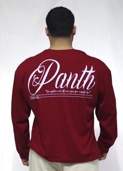 Oversize Uzun Kollu Tişört -  Bordo