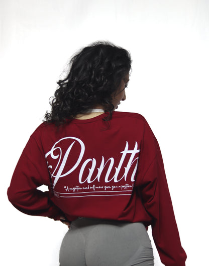 Oversize Uzun Kollu Tişört -  Bordo